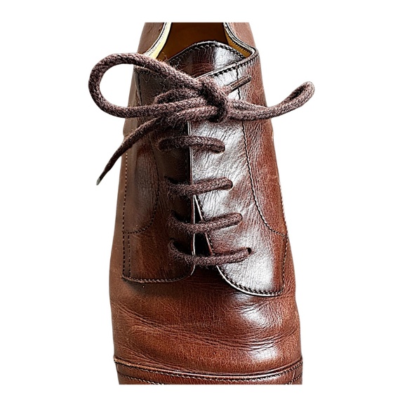 HERMES Women’s Brown Leather Derby Shoes Lace Up US 10 UK 7 EU 40 - Picture 7 of 16